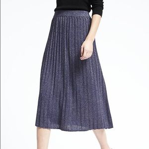 Banana Republic Pleated Metallic Midi Skirt